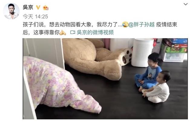 吳京在家COS大象，花式陪娃歡樂多
